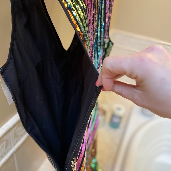 New Halogen sequin rainbow long dress size - Picture 9 of 13
